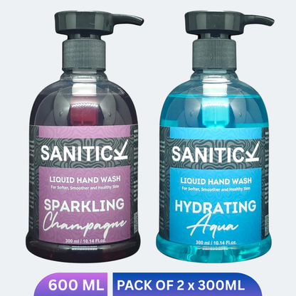 Sparkling Champagne & Hydrating Aqua | 600ml (Combo Pack of 2x300ml)