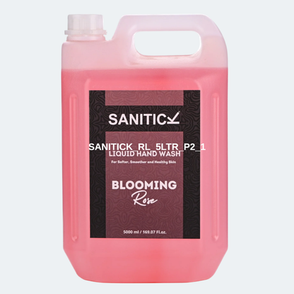 5 litre liquid handwash refill pack with rose graphic
