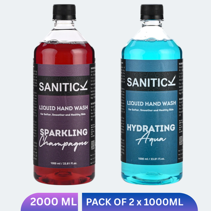 Sparkling Champagne & Hydrating Aqua | 2 Litres (Combo Pack of 2x1 Litre)