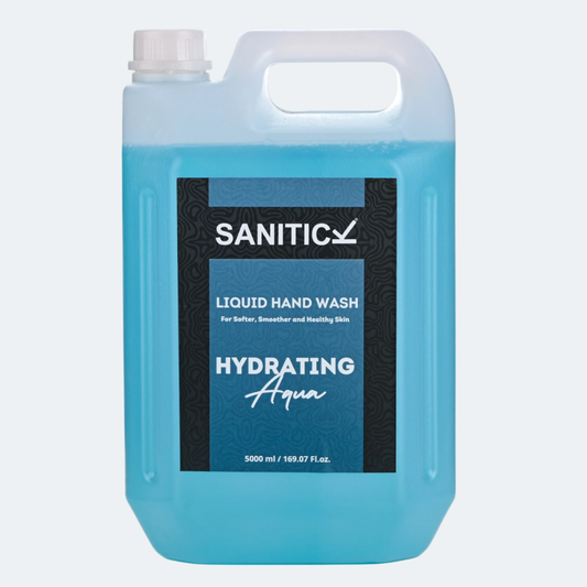 Blue liquid handwash bottle in a 5 litre refill pack size