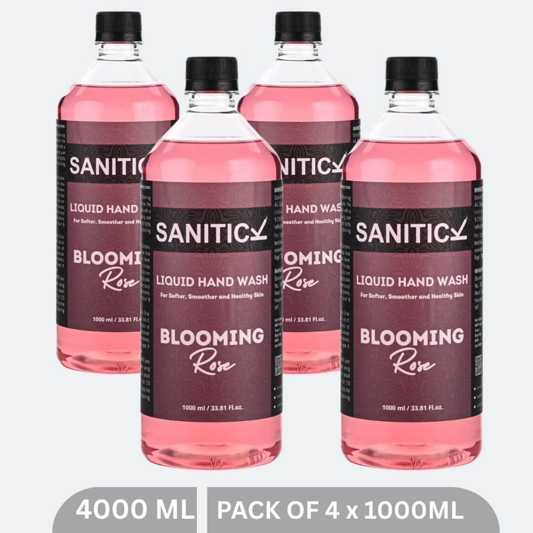 Sanitick Liquid Handwash Refill Pack | Blooming Rose | 4 Litres (Pack of 4x1 Litre)