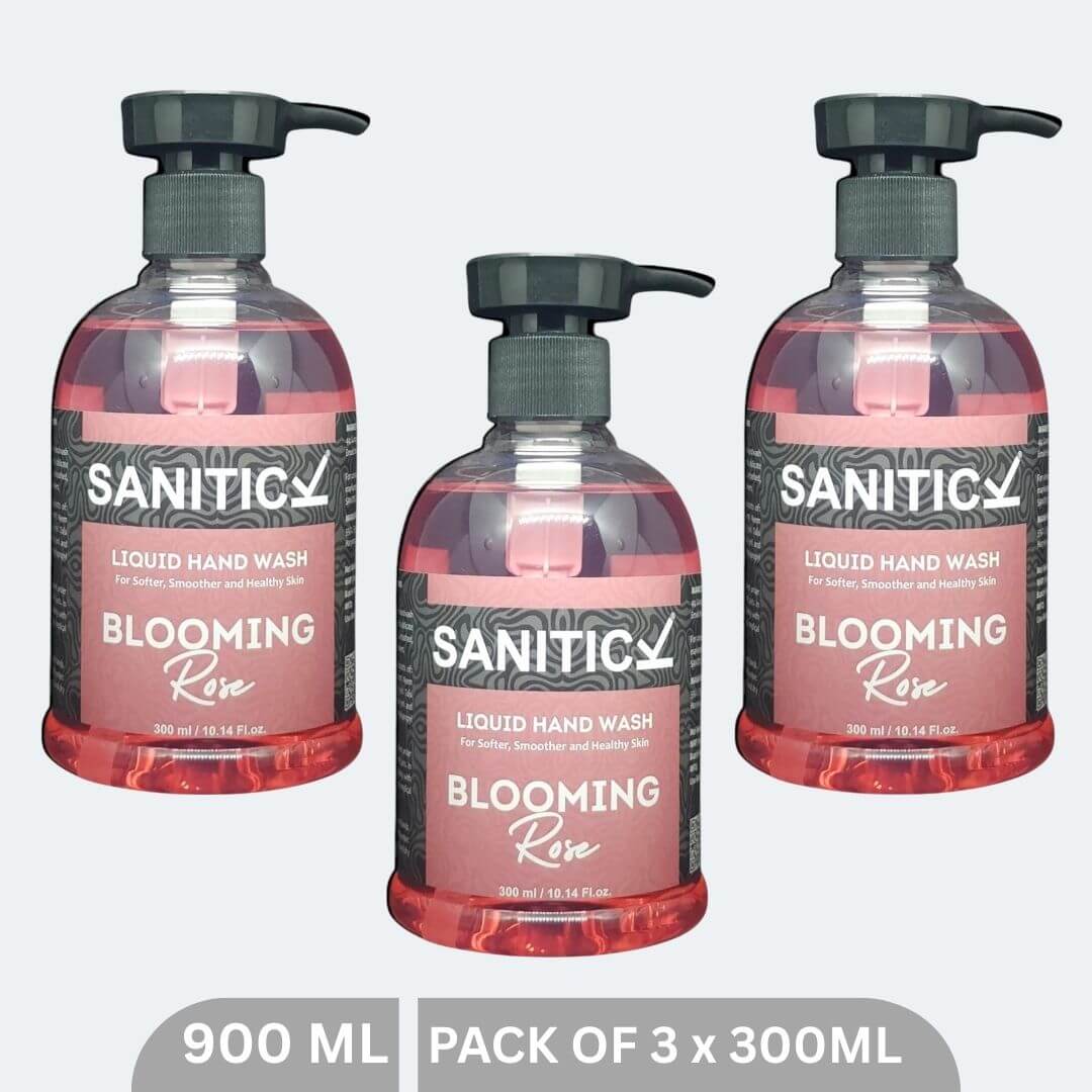 Sanitick Liquid Handwash | Blooming Rose | 900ml (Pack of 3x300ml)