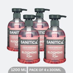 Sanitick Liquid Handwash | Blooming Rose | 1200ml (Pack of 4x300ml)