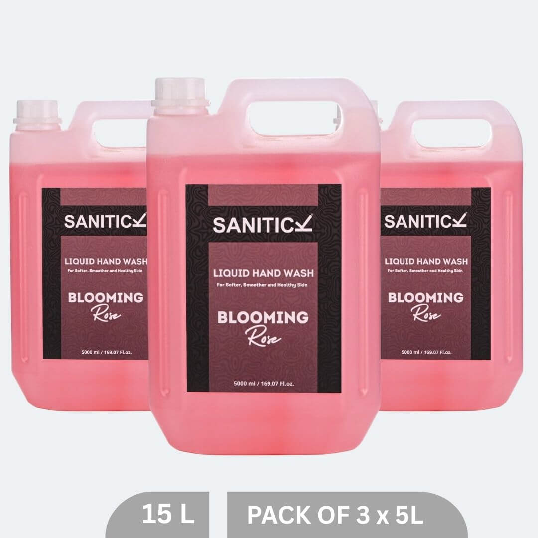 Sanitick Liquid Handwash Refill Can | Blooming Rose | 15 Litre (Pack of 3x5 Litre)