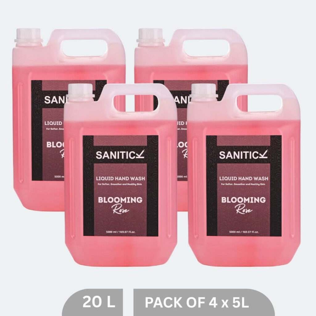Sanitick Liquid Handwash Refill Can | Blooming Rose | 20 Litre (Pack of 4x5 Litre)