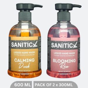 Sanitick Liquid Handwash | Blooming Rose & Calming Dusk | 600ml (Combo Pack of 2x300ml)