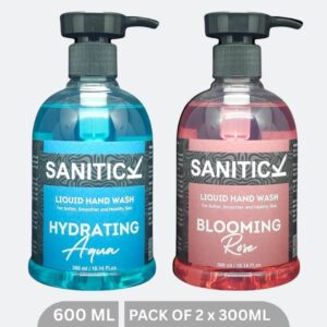 Sanitick Liquid Handwash | Blooming Rose & Hydrating Aqua | 600ml (Combo Pack of 2x300ml)