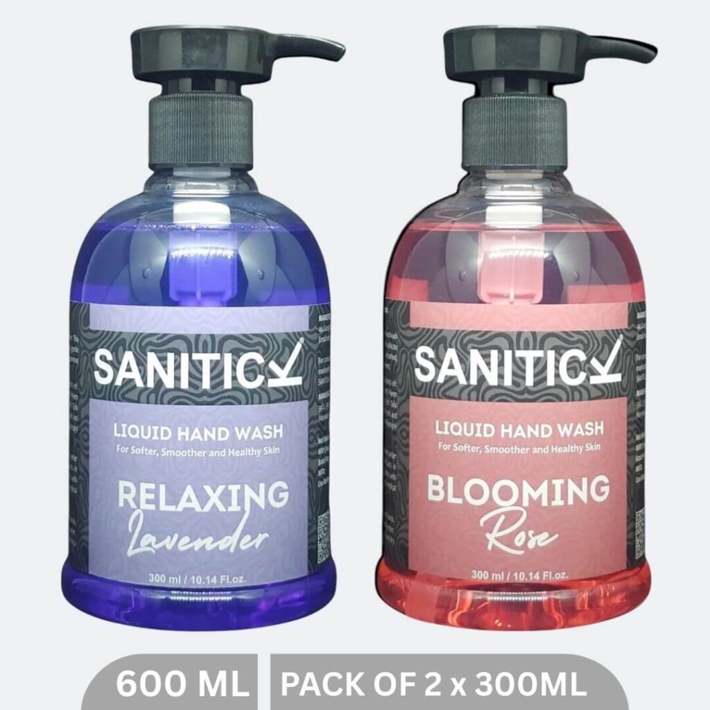 Sanitick Liquid Handwash | Blooming Rose & Relaxing Lavender | 600ml (Combo Pack of 2x300ml)