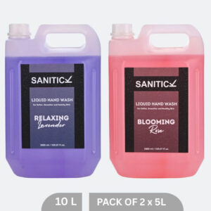 Sanitick Liquid Handwash Refill Can | Blooming Rose & Relaxing Lavender | 10 Litre (Combo Pack of 2x5 Litre)