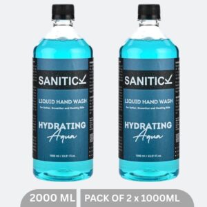 Sanitick Liquid Handwash Refill Pack | Hydrating Aqua | 2 Litres (Pack of 2x1 Litre)