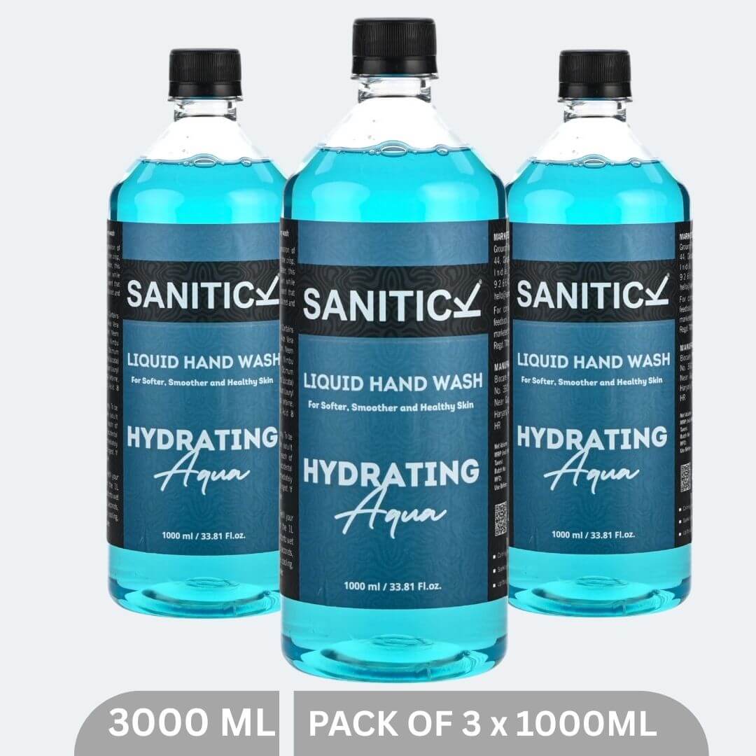 Sanitick Liquid Handwash Refill Pack | Hydrating Aqua | 3 Litres (Pack of 3x1 Litre)
