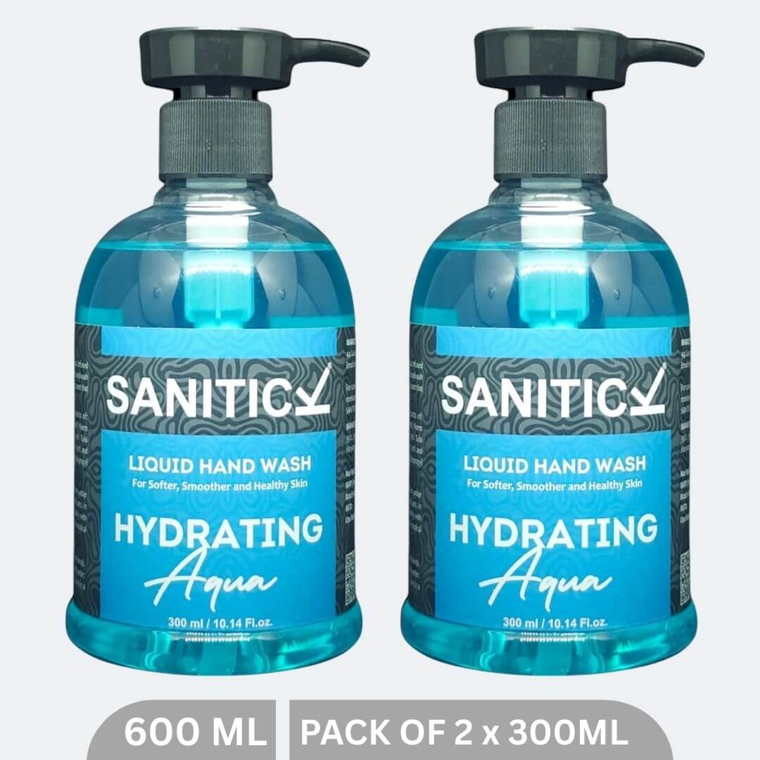 Sanitick Liquid Handwash | Hydrating Aqua | 600ml (Pack of 2x300ml)