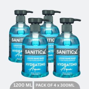 Sanitick Liquid Handwash | Hydrating Aqua | 1200ml (Pack of 4x300ml)