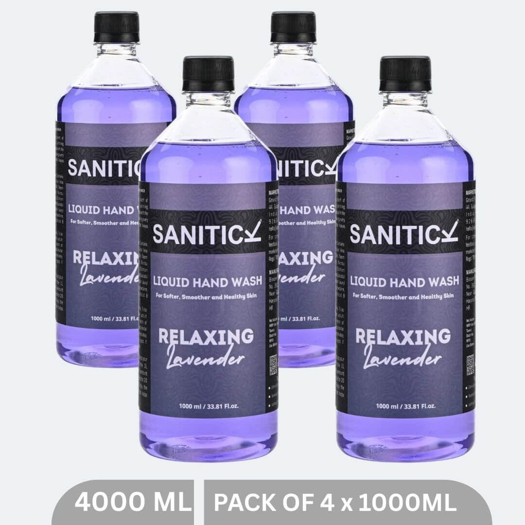 Sanitick Liquid Handwash Refill Pack | Relaxing Lavender | 4 Litres (Pack of 4x1 Litre)