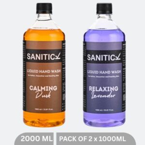 Sanitick Liquid Handwash Refill Pack | Relaxing Lavender & Calming Dusk | 2 Litres (Combo Pack of 2x1 Litre)