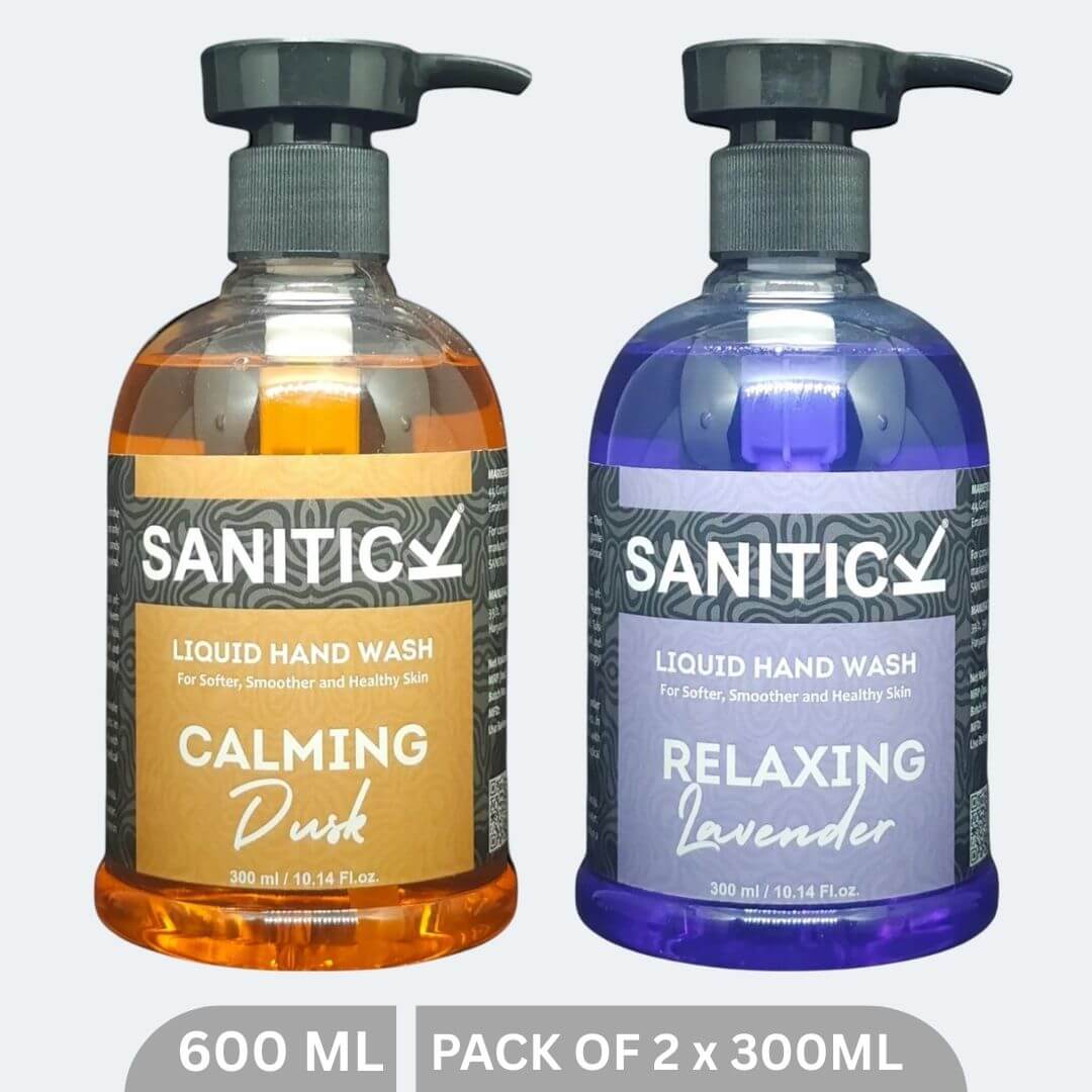 Sanitick Liquid Handwash | Relaxing Lavender & Calming Dusk | 600ml (Combo Pack of 2x300ml)