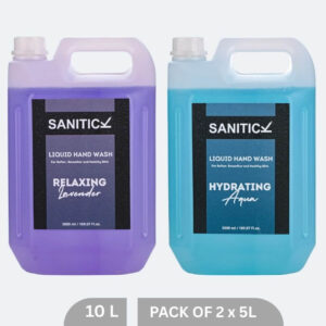 Sanitick Liquid Handwash Refill Can | Relaxing Lavender & Hydrating Aqua | 10 Litre (Combo Pack of 2x5 Litre)