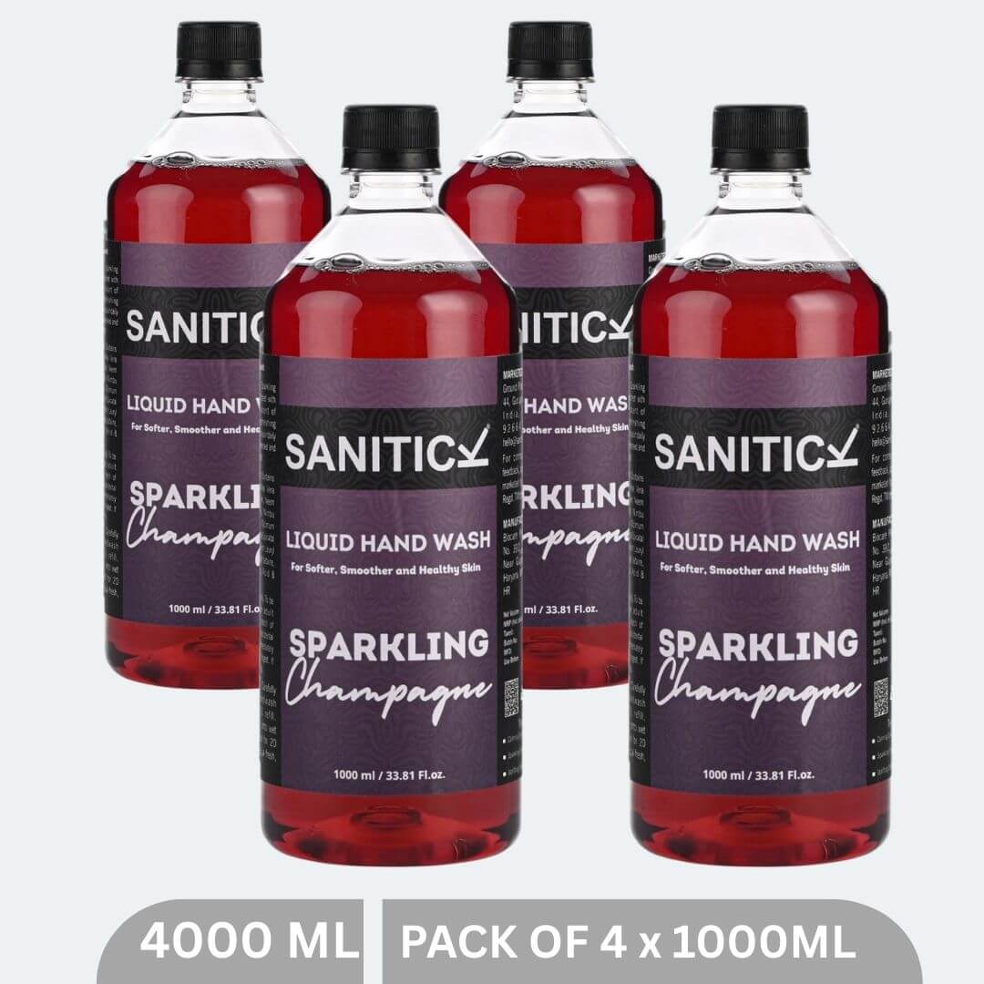 Sanitick Liquid Handwash Refill Pack | Sparkling Champagne | 4 Litres (Pack of 4x1 Litre)