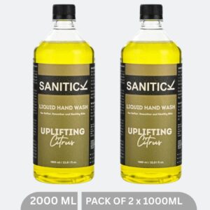 Sanitick Liquid Handwash Refill Pack | Uplifting Citrus | 2 Litres (Pack of 2x1 Litre)