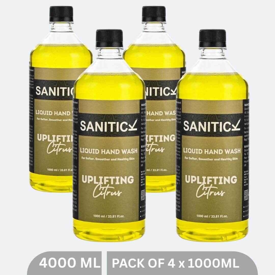 Sanitick Liquid Handwash Refill Pack | Uplifting Citrus | 4 Litres (Pack of 4x1 Litre)