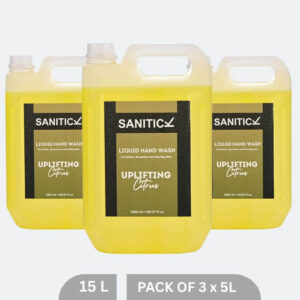 Sanitick Liquid Handwash Refill Can | Uplifting Citrus | 15 Litre (Pack of 3x5 Litre)
