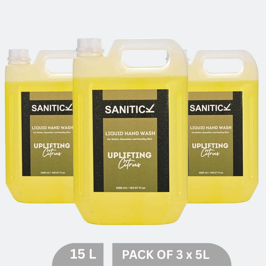 Sanitick Liquid Handwash Refill Can | Uplifting Citrus | 15 Litre (Pack of 3x5 Litre)