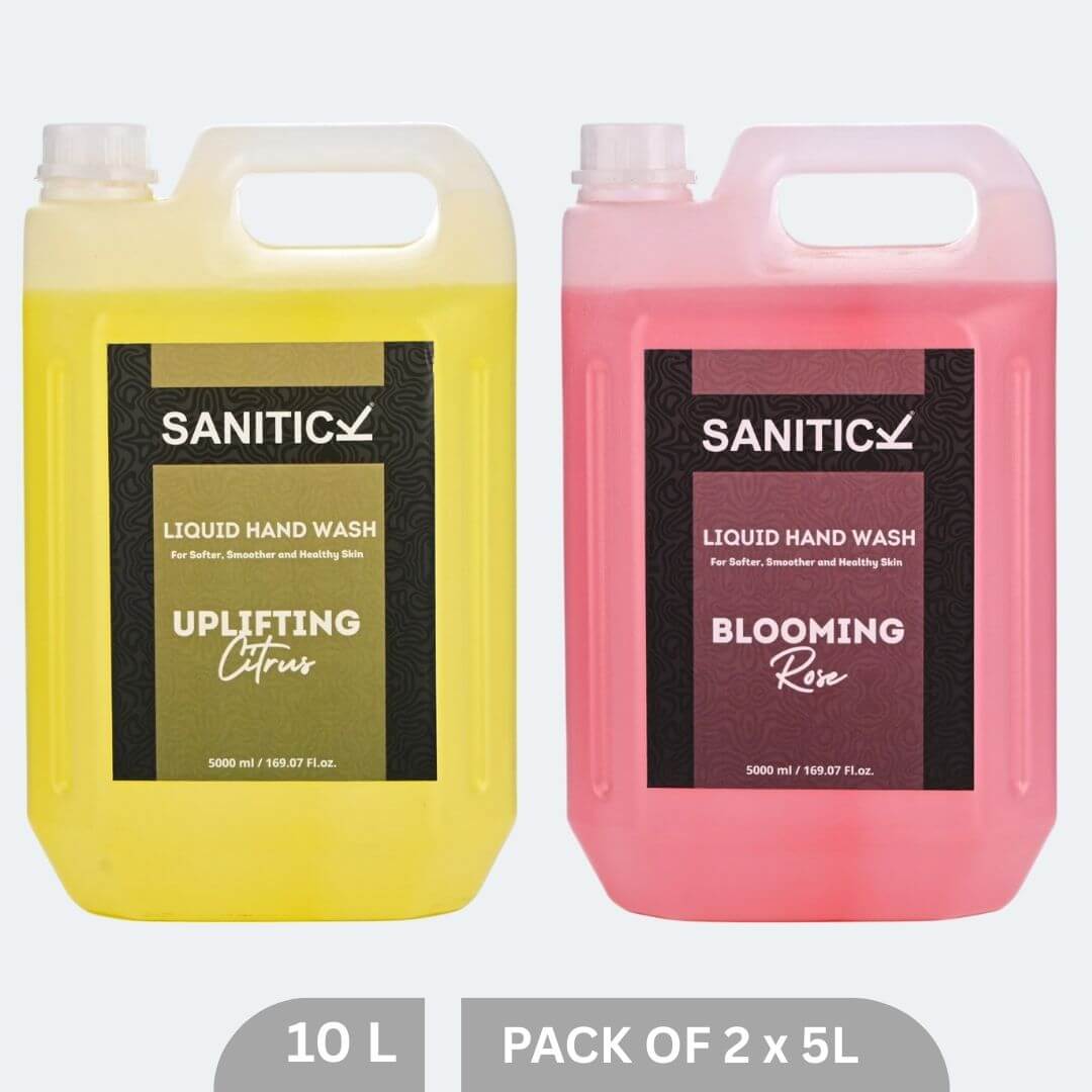 Sanitick Liquid Handwash Refill Can | Uplifting Citrus & Blooming Rose | 10 Litre (Combo Pack of 2x5 Litre)