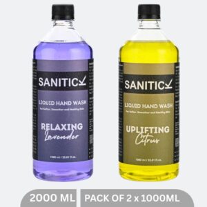 Sanitick Liquid Handwash Refill Pack | Uplifting Citrus & Relaxing Lavender | 2 Litres (Combo Pack of 2x1 Litre)