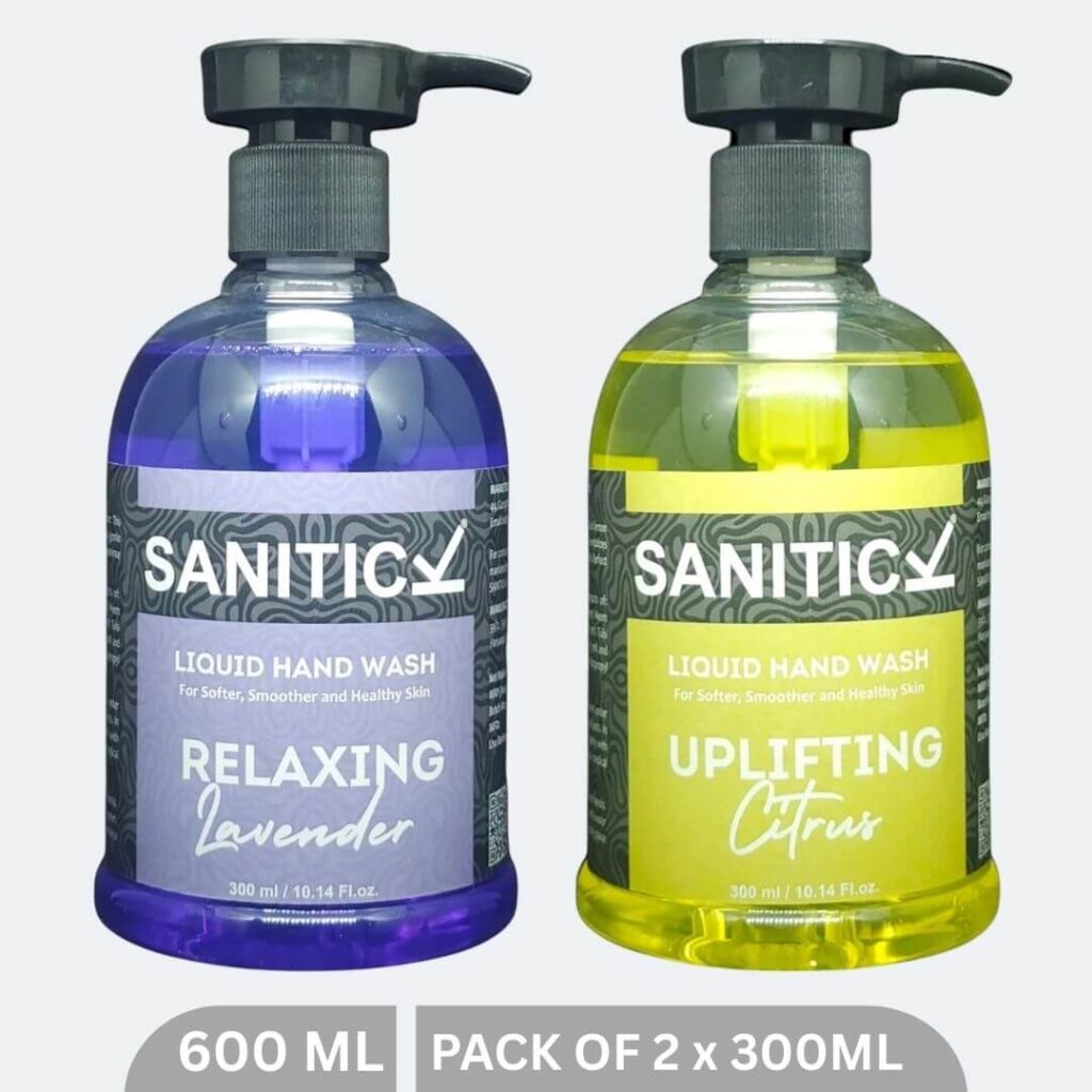 Sanitick Liquid Handwash | Uplifting Citrus & Relaxing Lavender | 600ml (Combo Pack of 2x300ml)
