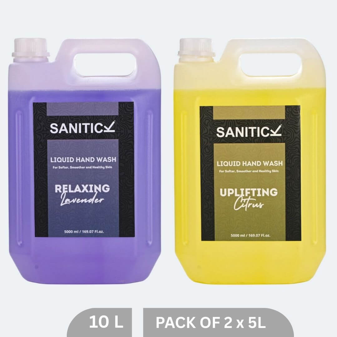 Sanitick Liquid Handwash Refill Can | Uplifting Citrus & Relaxing Lavender | 10 Litre (Combo Pack of 2x5 Litre)